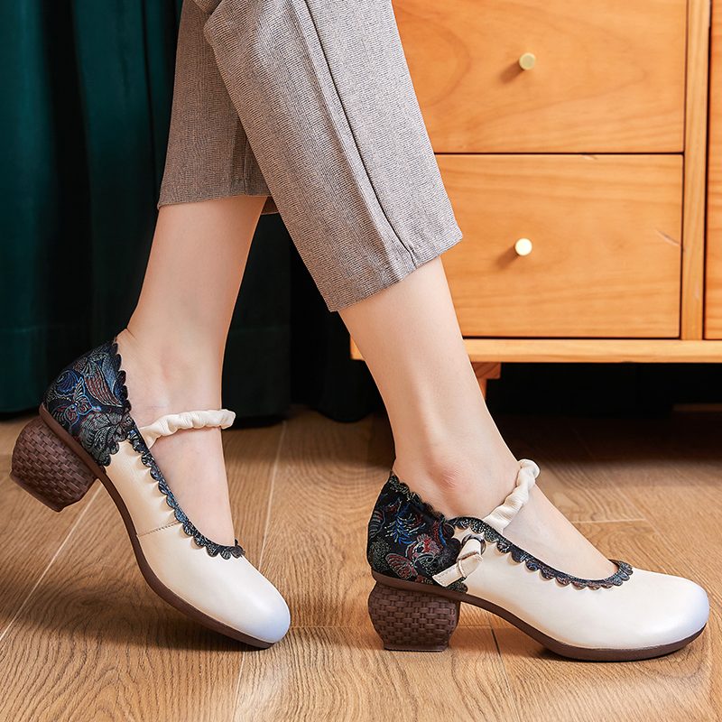 Lina Dame Spring Flower Pumps Sko - Beige