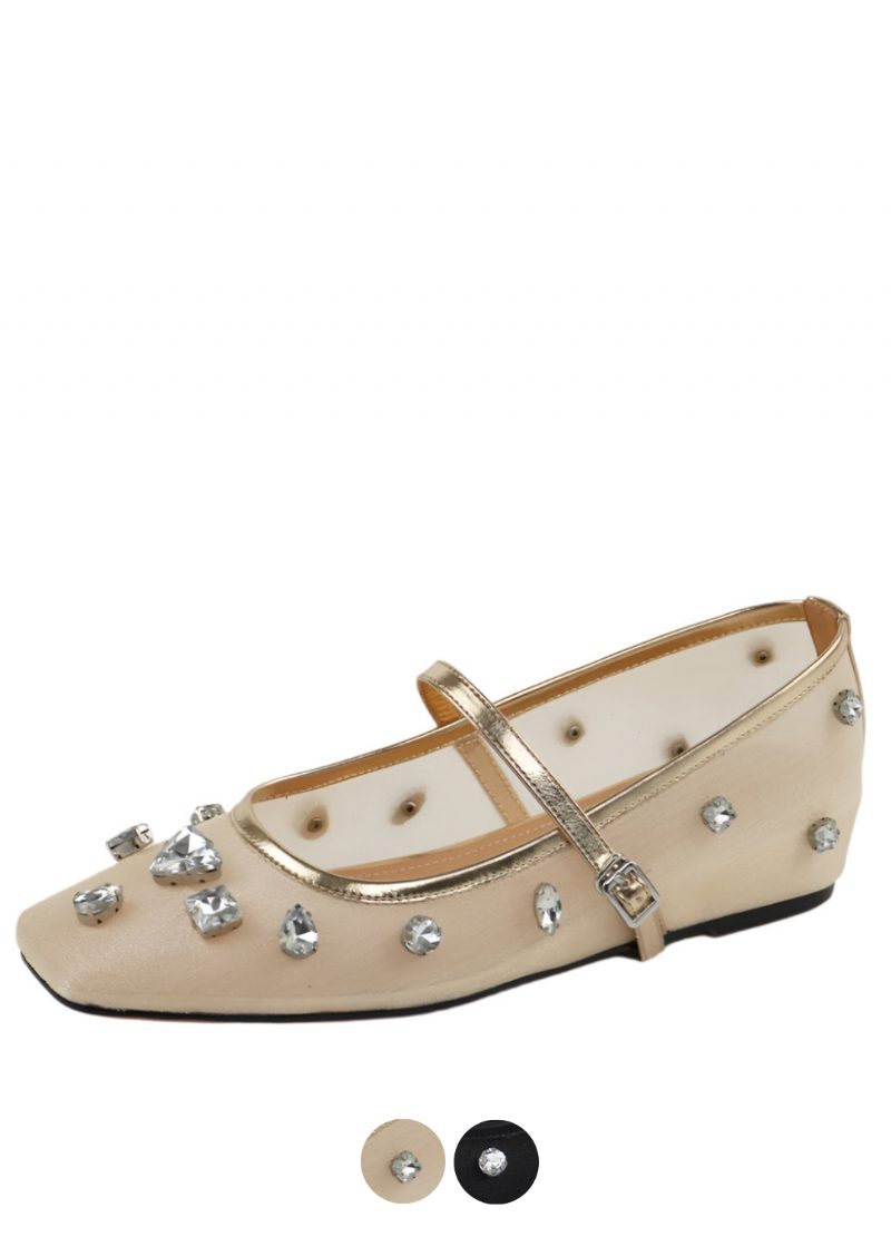 Liria Dame Mesh Rhinestones Lavhælede Comfort Flats