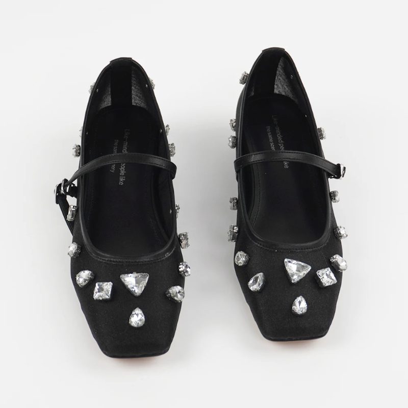 Liria Dame Mesh Rhinestones Lavhælede Comfort Flats - Guld