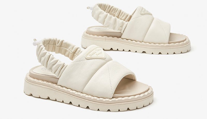 Litcy Sandal Med Elastik I Læder Til Kvinder - Beige
