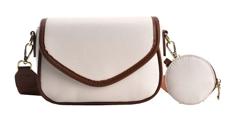 Livlig Designer-håndtaske I Læder I - Beige med Brun