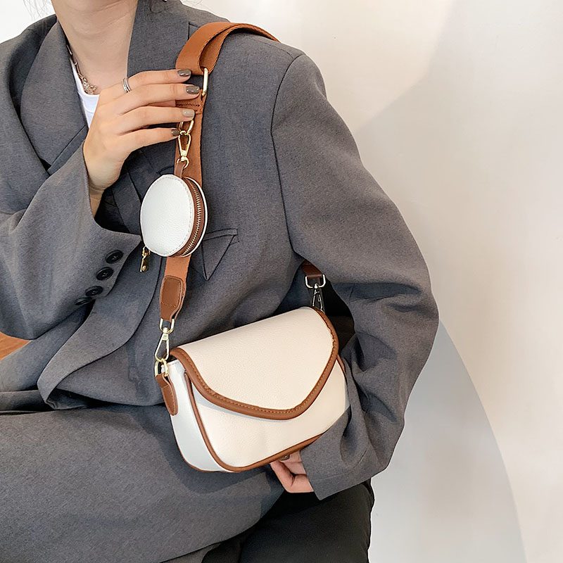 Livlig Designer-håndtaske I Læder I - Beige med Brun
