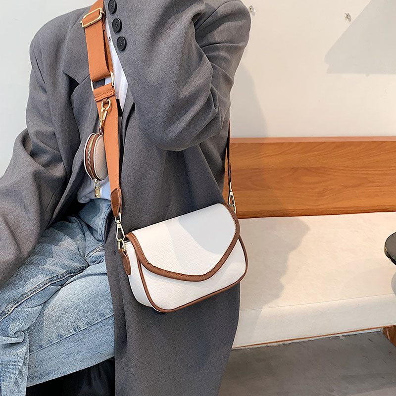 Livlig Designer-håndtaske I Læder I - Beige med Brun