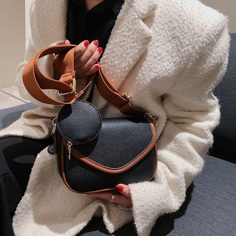Livlig Designer-håndtaske I Læder I - Beige med Brun
