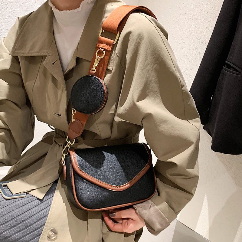 Livlig Designer-håndtaske I Læder I - Beige med Brun