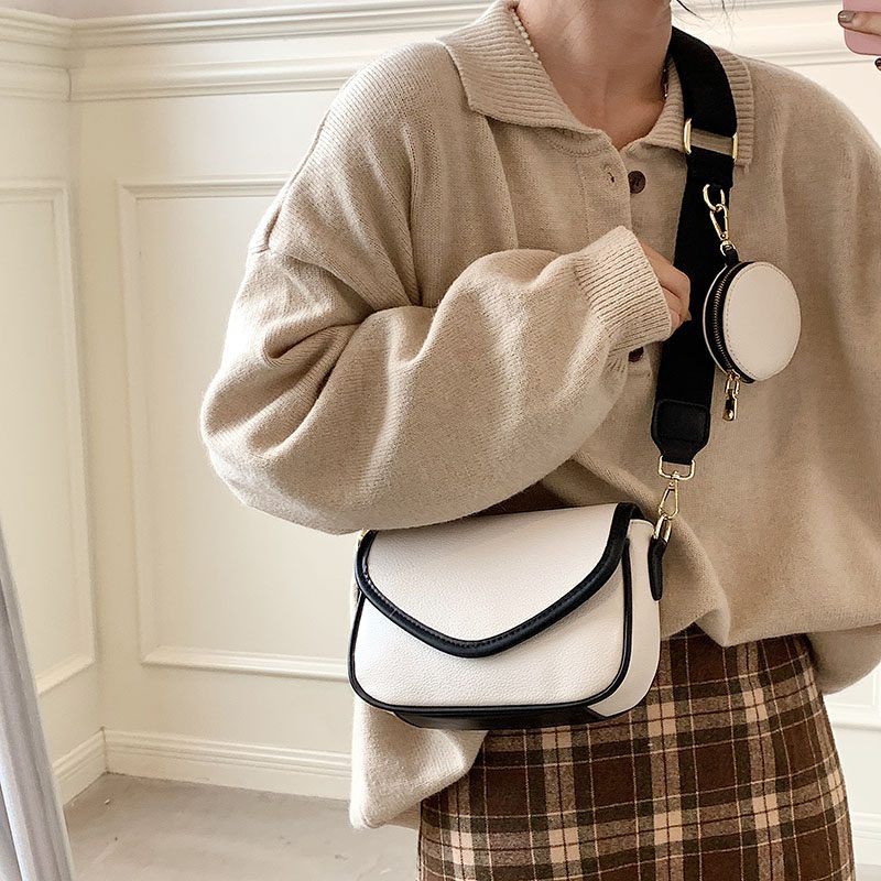 Livlig Designer-håndtaske I Læder I - Beige med Brun