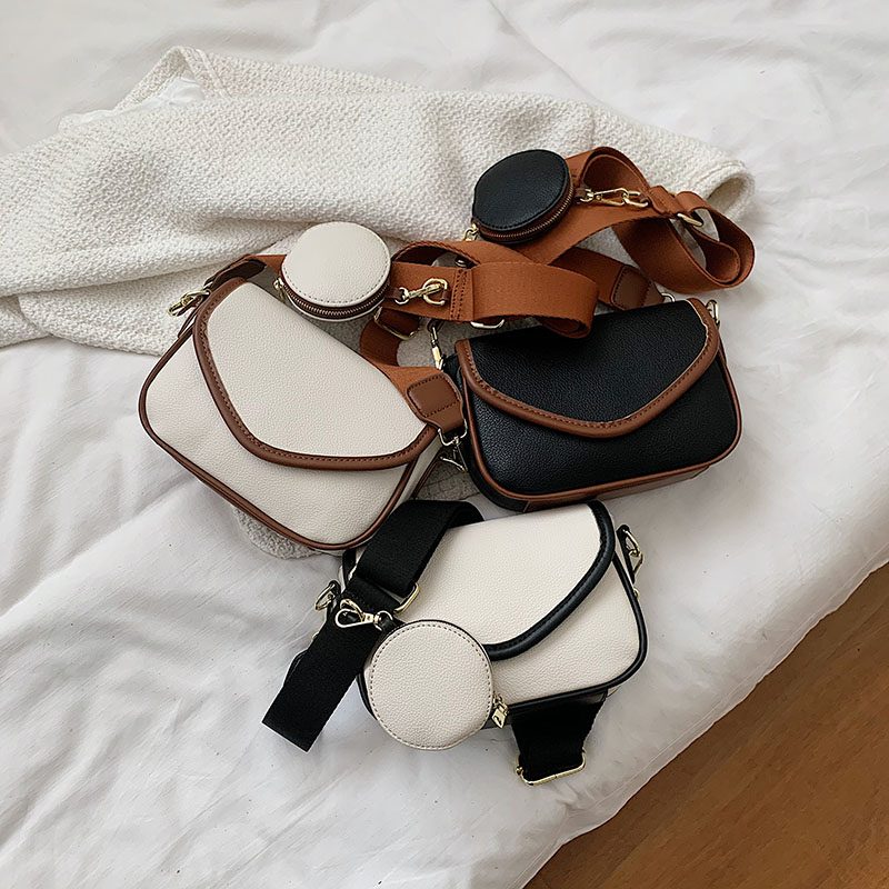 Livlig Designer-håndtaske I Læder I - Beige med Brun
