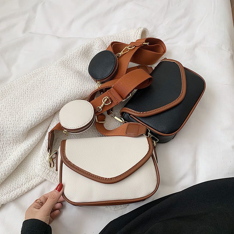 Livlig Designer-håndtaske I Læder I - Beige med Brun