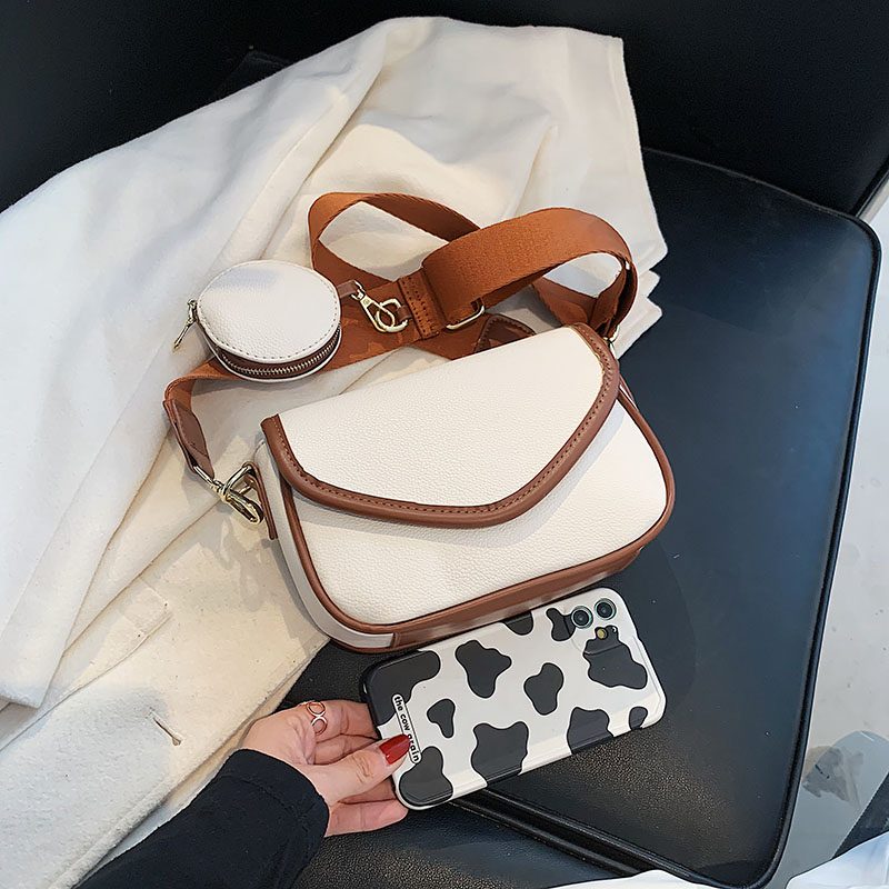 Livlig Designer-håndtaske I Læder I - Beige med Brun
