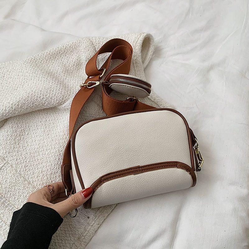 Livlig Designer-håndtaske I Læder I - Beige med Brun
