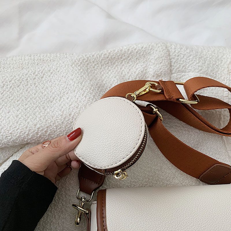 Livlig Designer-håndtaske I Læder I - Beige med Brun