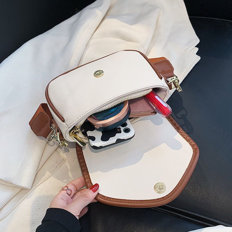 Livlig Designer-håndtaske I Læder I - Beige med Brun