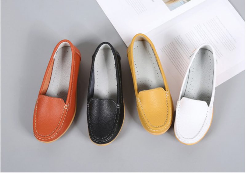 Liza Dame Loafer Platform Lædersko - Hvid