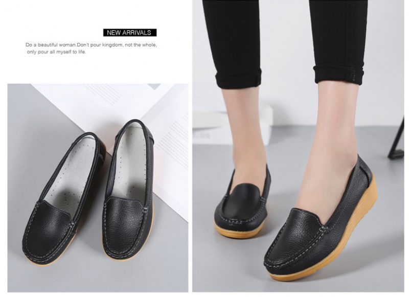 Liza Loafer Platform Sorte Sko Til Kvinder - Sort