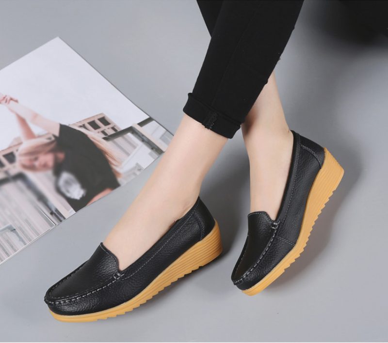 Liza Loafer Platform Sorte Sko Til Kvinder - Sort
