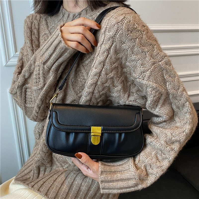 Liza Luksus Læder Crossbody Håndtaske Til Kvinder - Sort