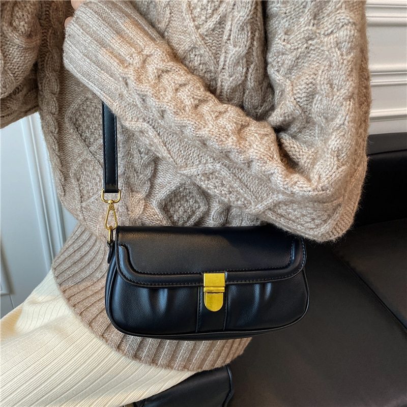 Liza Luksus Læder Crossbody Håndtaske Til Kvinder - Sort
