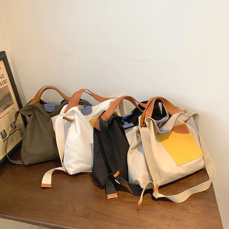 Lola Stor Håndtaske I Lærred Med Høj Kapacitet Til Kvinder - Beige