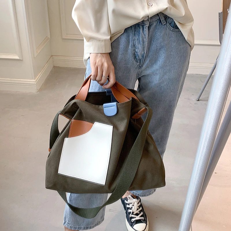 Lola Stor Håndtaske I Lærred Med Høj Kapacitet Til Kvinder - Beige