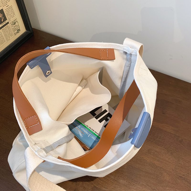Lola Stor Håndtaske I Lærred Med Høj Kapacitet Til Kvinder - Beige