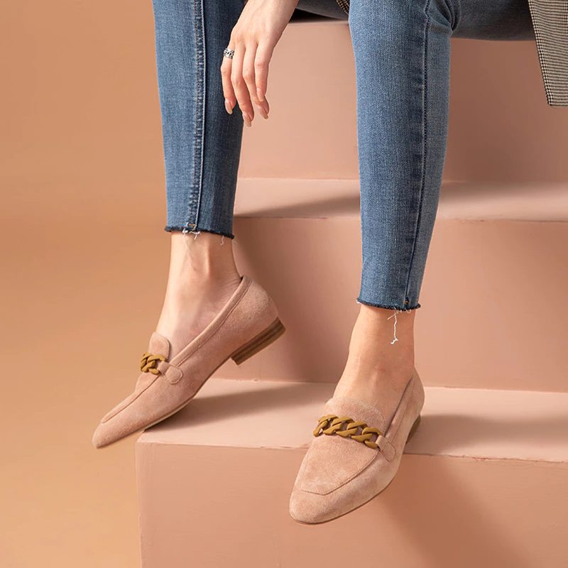 Lorenza Elegante Loafer-sko I Ruskind Til Kvinder - Pink