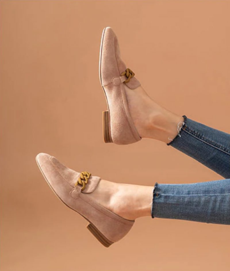 Lorenza Elegante Loafer-sko I Ruskind Til Kvinder - Pink