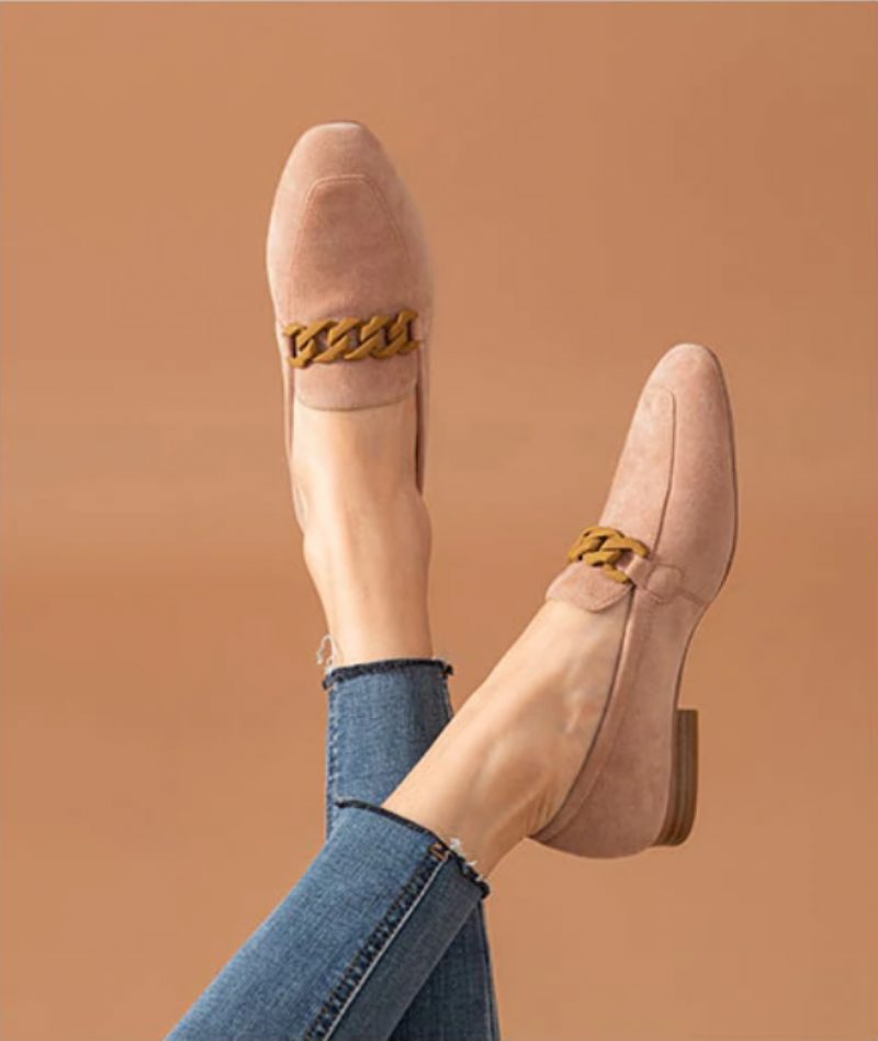 Lorenza Elegante Loafer-sko I Ruskind Til Kvinder - Pink