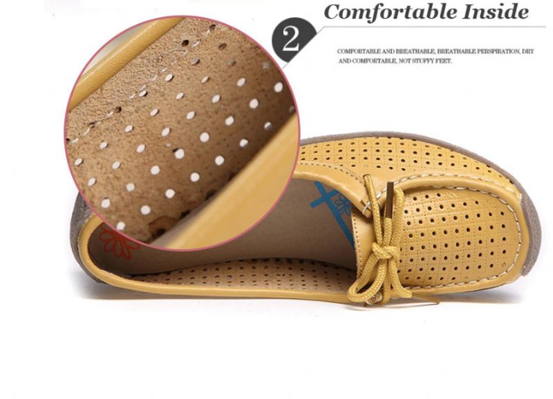 Loyola Dame Sommer Flade Loafers Sko - Gul