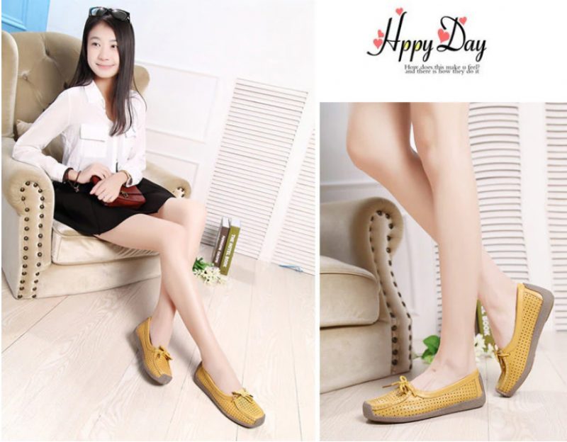 Loyola Dame Sommer Flade Loafers Sko - Gul