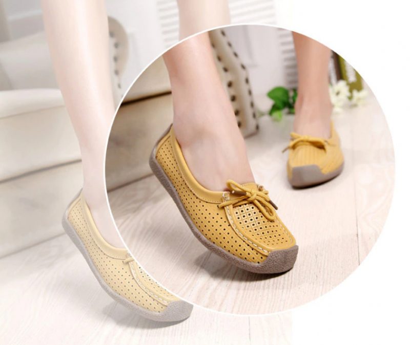 Loyola Dame Sommer Flade Loafers Sko - Gul