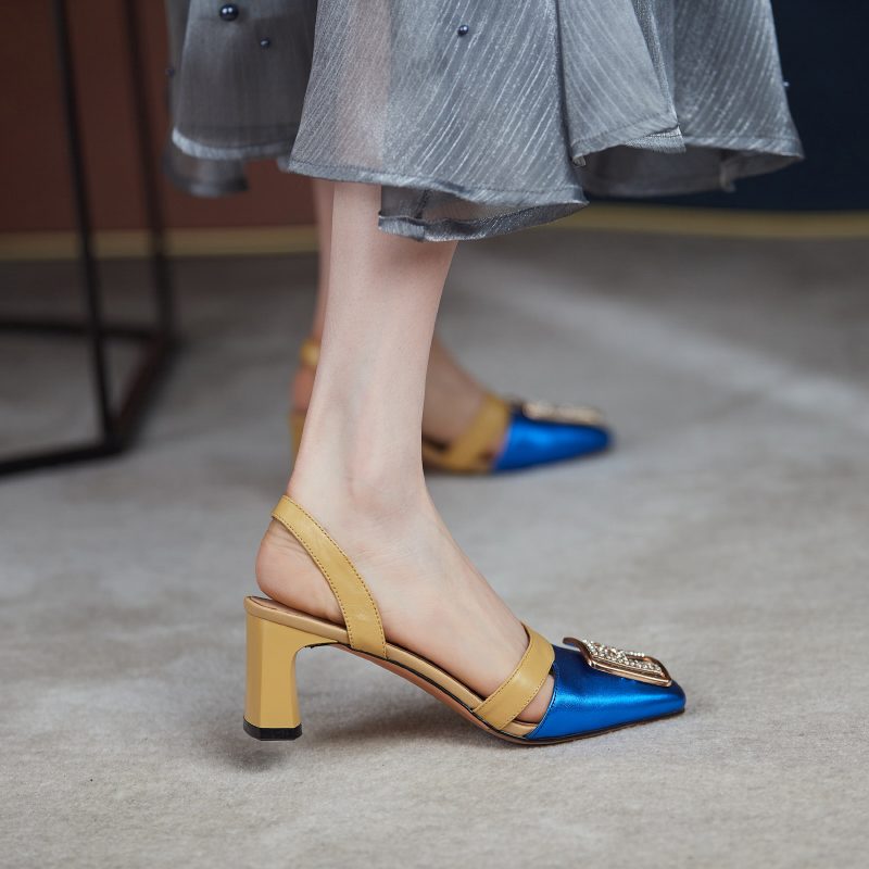 Lucia Kvinders Square Toe Dress Sandaler - Blå