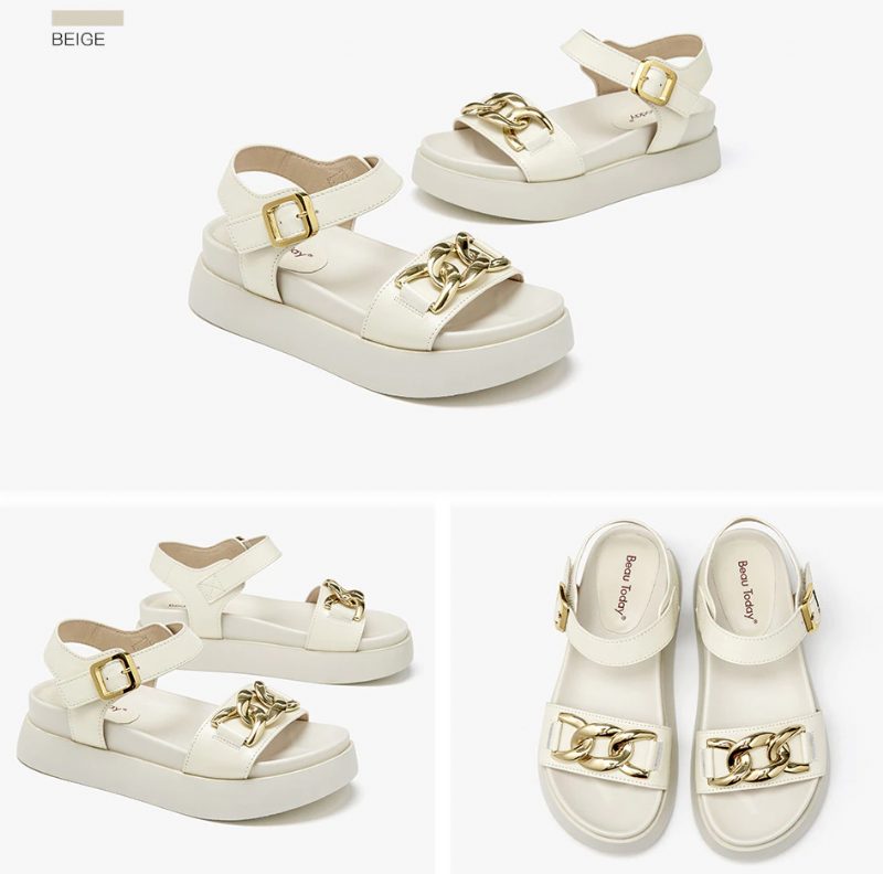 Lucrecia Lædersandal Med Ankelspænde Til Kvinder - Beige