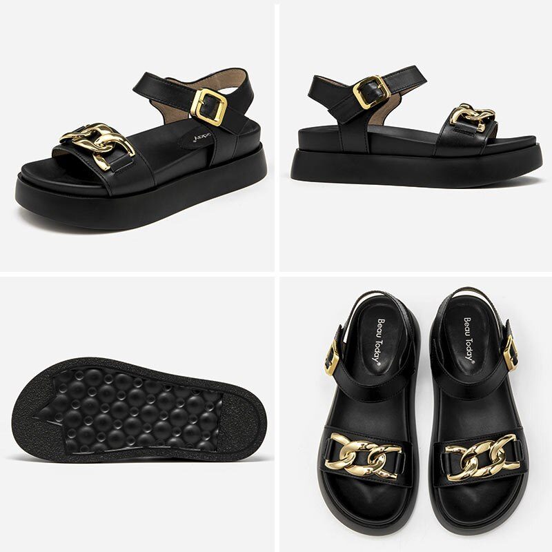 Lucrecia Lædersandal Med Ankelspænde Til Kvinder - Beige