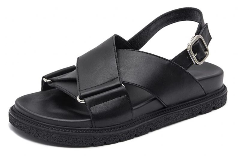 Lucy Platform Spænde Flad Sandal Til Kvinder - Sort