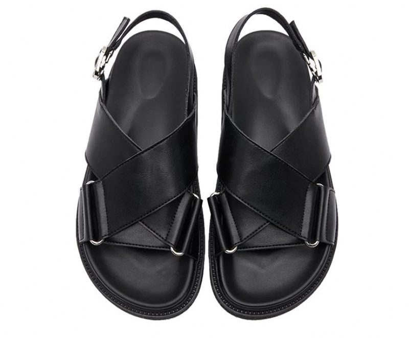 Lucy Platform Spænde Flad Sandal Til Kvinder - Sort