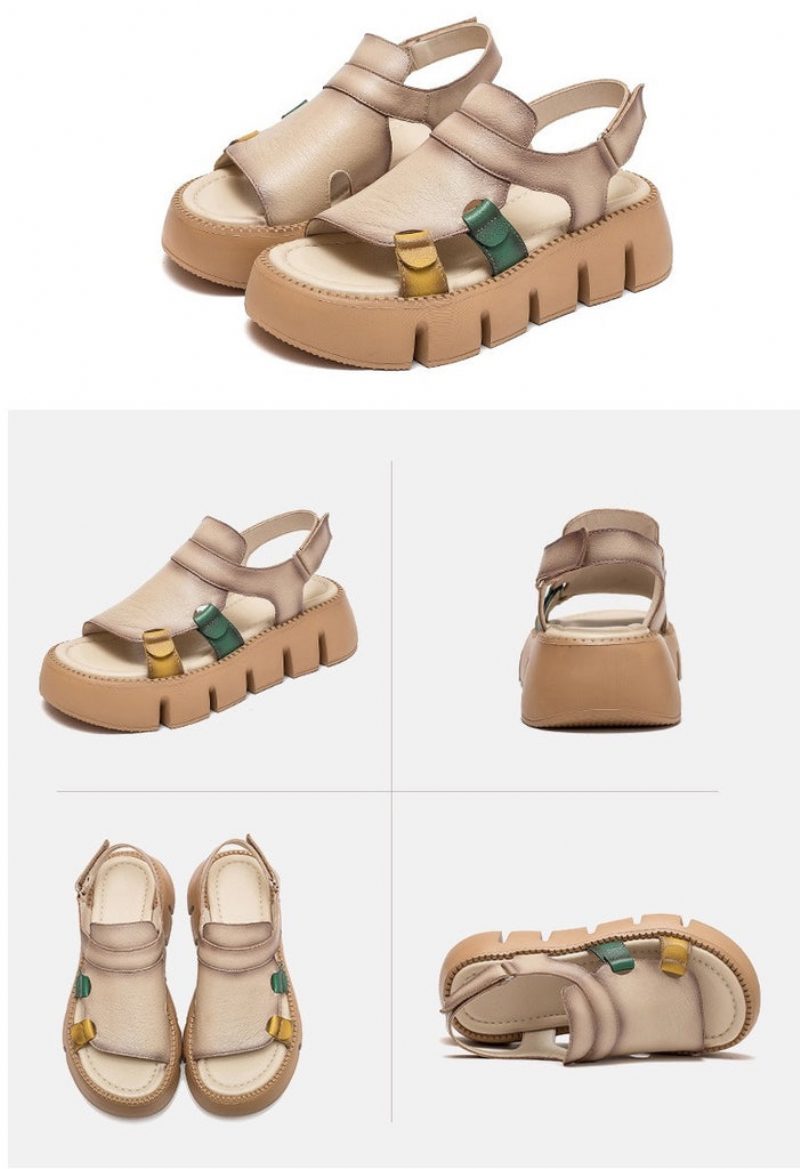 Luky Platform Sandal Til Kvinder - Beige