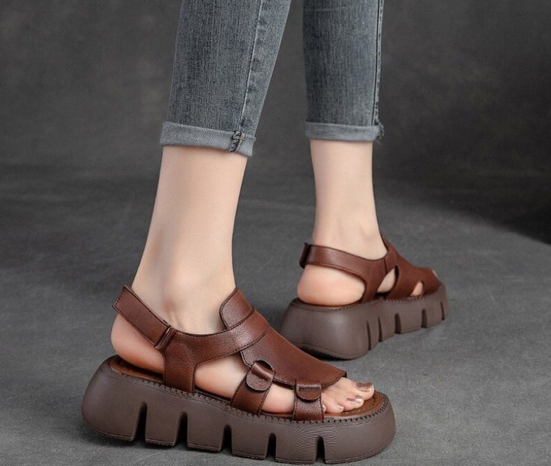 Luky Platform Sandal Til Kvinder - Beige