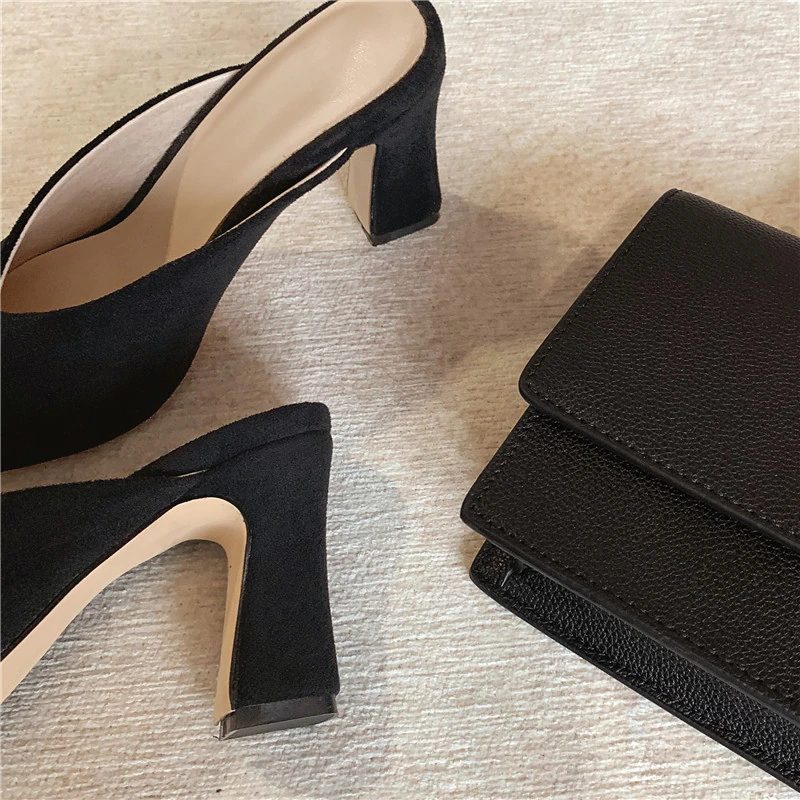 Luna Elegant Mules Høje Sorte Hæle Til Kvinder - Sort