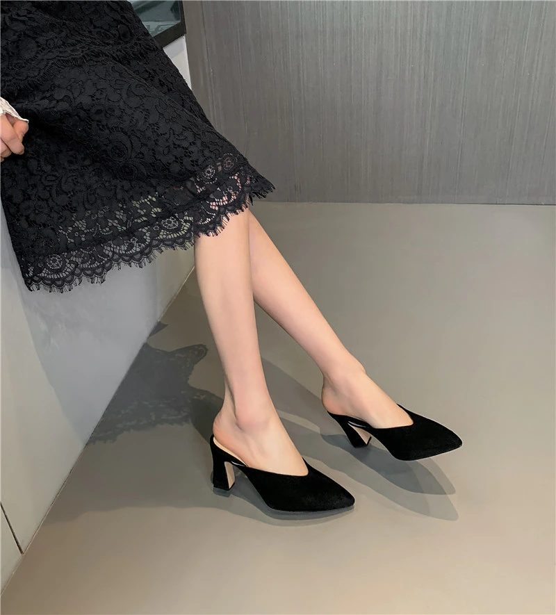 Luna Elegant Mules Høje Sorte Hæle Til Kvinder - Sort