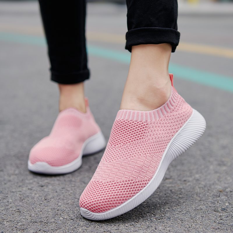 Luna Letvægts Åndbar Mesh Slip-on Sneaker Til Kvinder - Pink