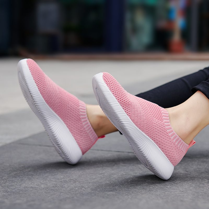 Luna Letvægts Åndbar Mesh Slip-on Sneaker Til Kvinder - Pink