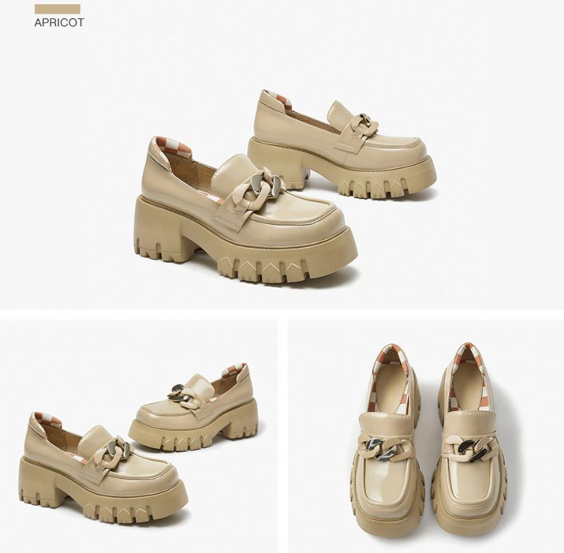 March Dame Platform Chain Loafer Sko - Abrikos