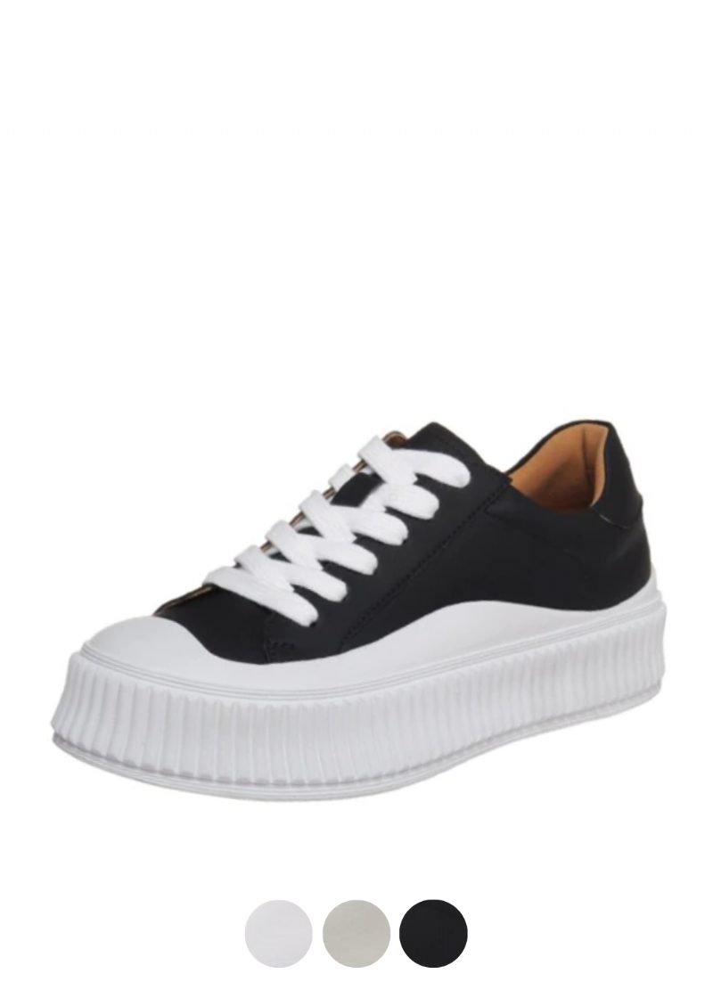 Mardin Plat Læder Platform Sort Sneaker Til Kvinder