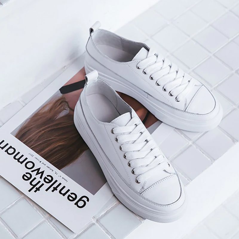 Mardin Plat Læder Platform Sort Sneaker Til Kvinder - Sort
