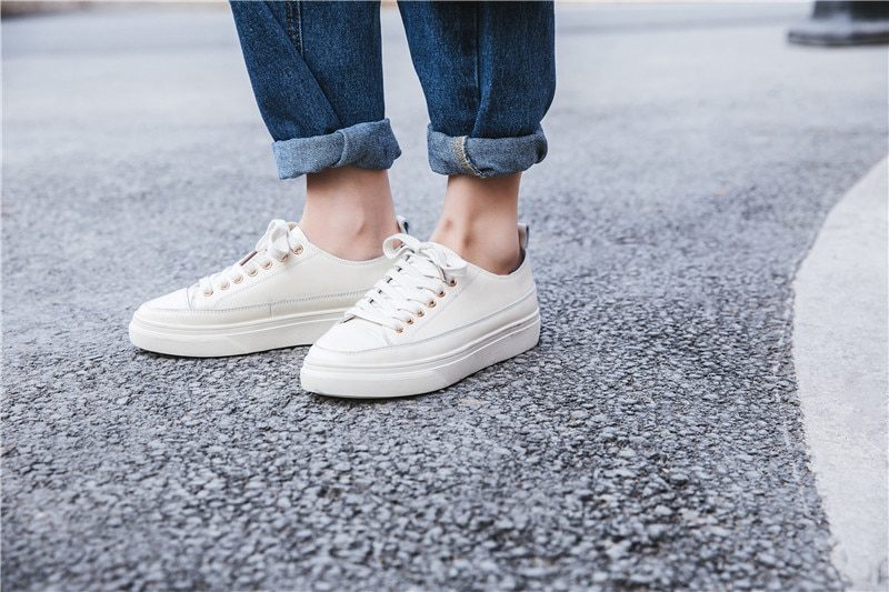 Mardin Plat Læder Platform Sort Sneaker Til Kvinder - Sort