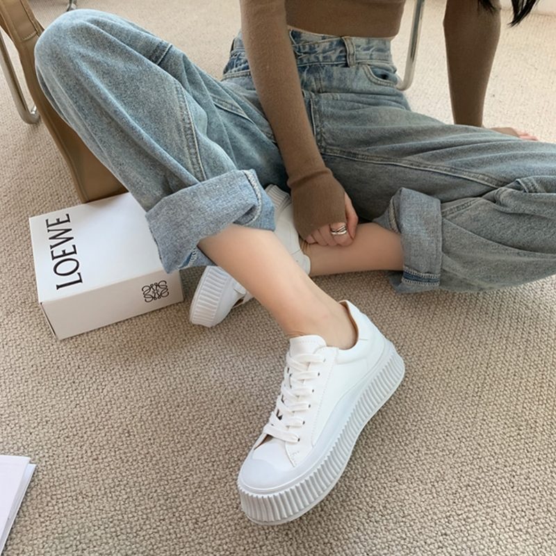 Mardin Plat Læder Platform Sort Sneaker Til Kvinder - Sort