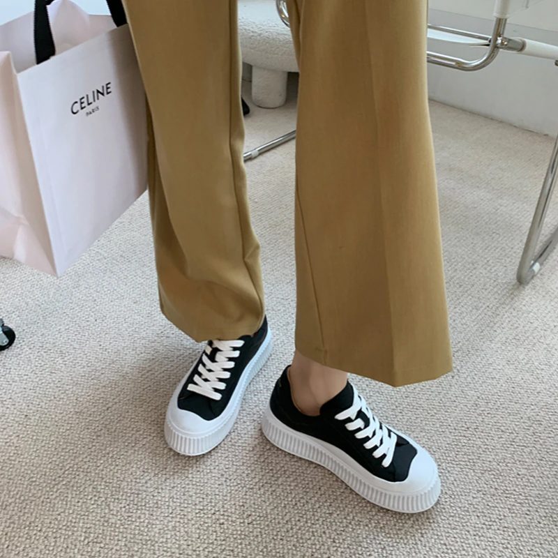 Mardin Plat Læder Platform Sort Sneaker Til Kvinder - Sort