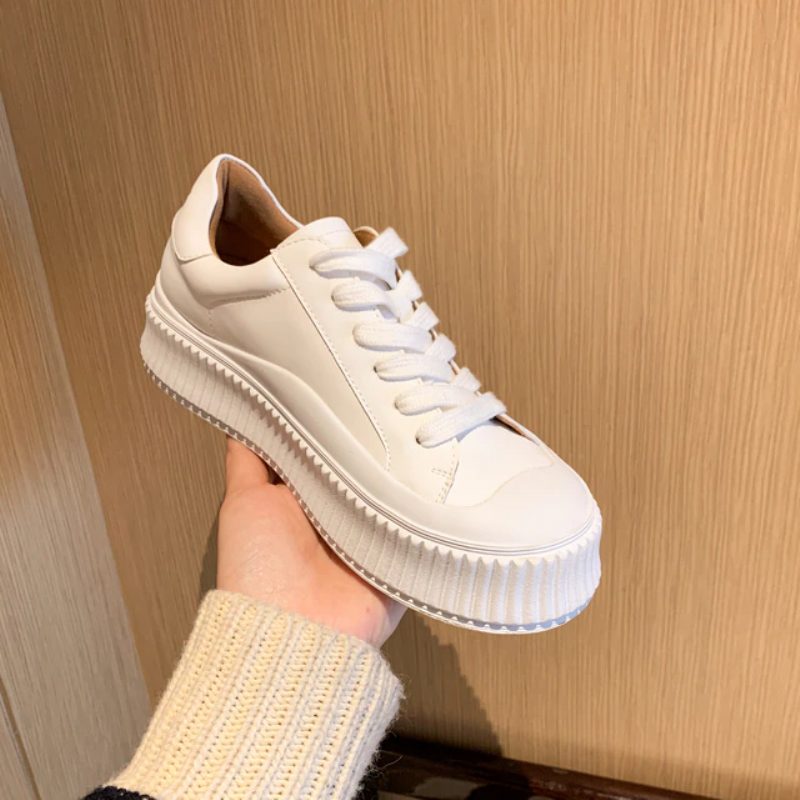Mardin Plat Læder Platform Sort Sneaker Til Kvinder - Sort