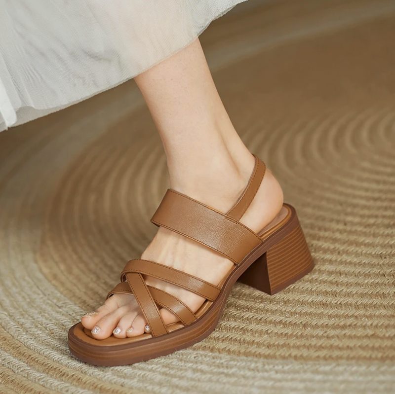 Marena Kvinders Sandal Med Firkantet Hæl - Abrikos