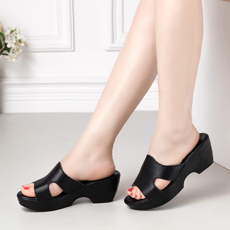 Margaret Kvinders Peep Toe Kvindelige Sandaler - Sort